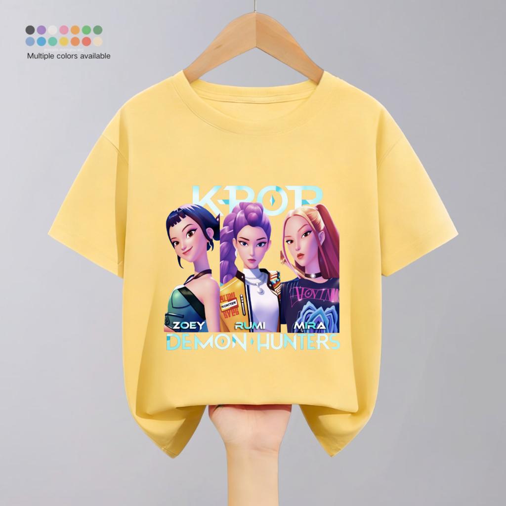 Kpop Охотники на демонов Детская одежда Футболки Летние Новая мода Популярные Топы с коротким рукавом Футболка Детская одежда Повседневные футболки