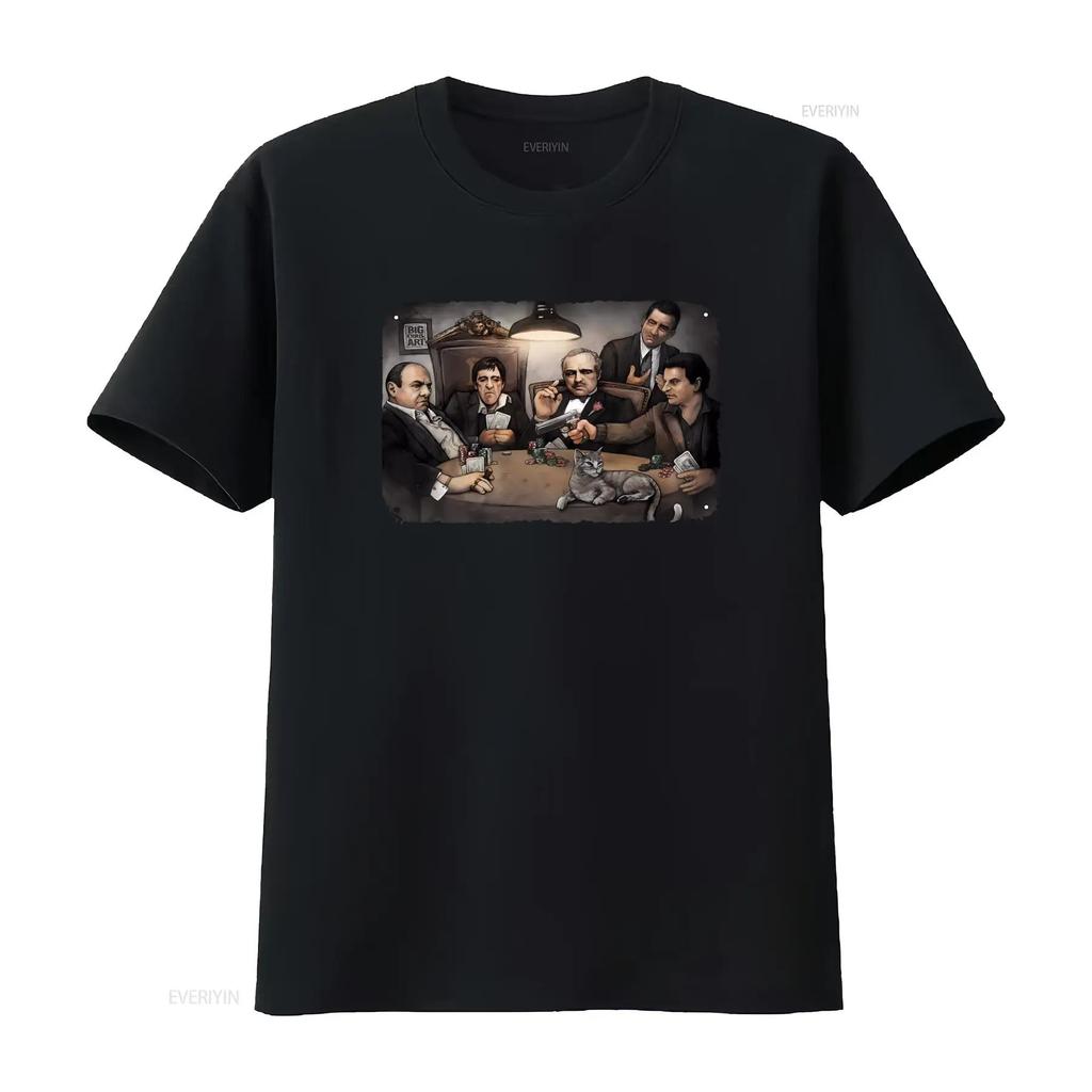 Gangsters Poker The Godfather Movie T Shirt with Pacino Brando DeNiro Gandolfini Print Retro f