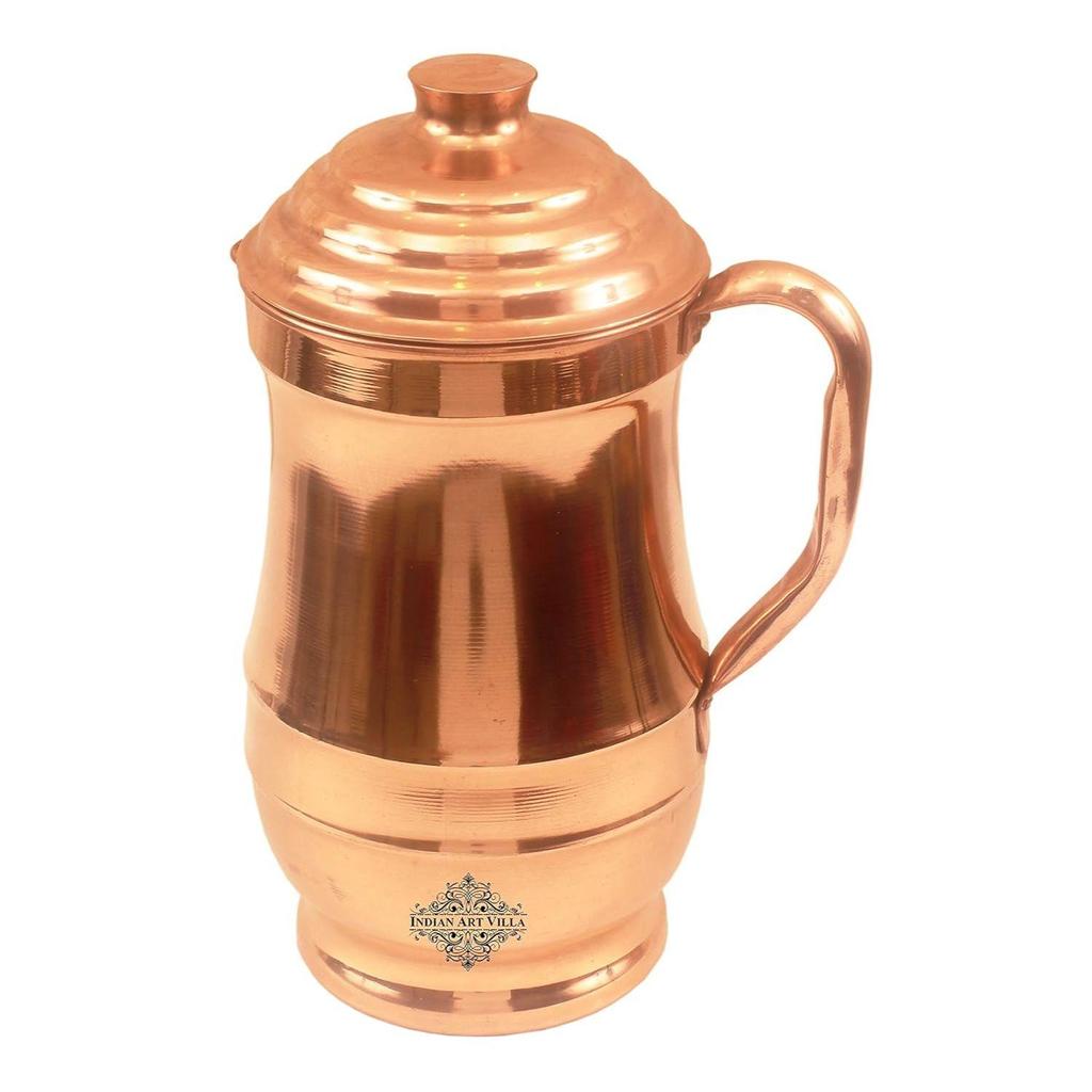 Медный кувшин для воды, традиционный дизайн, аюрведическая польза для здоровья, не ржавеет, элегантный домашний декор, 1,4 литра