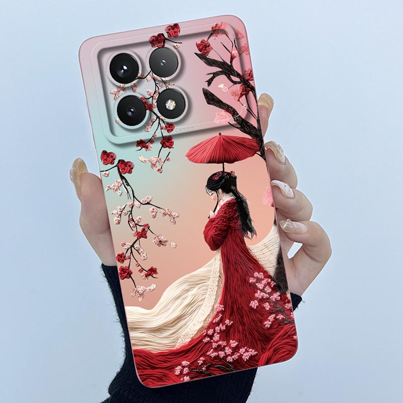 Для Xiaomi Poco X6 Pro 5G Чехол Poco X6Pro Задняя крышка Модный Минимализм Цветочный Мягкий Жидкий Силиконовый Чехол Для PocoX6 Pro Fundas