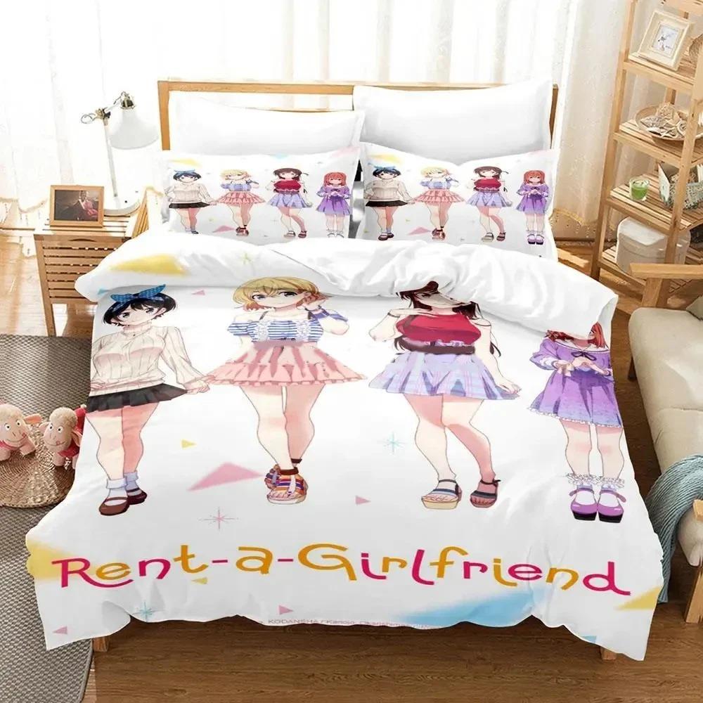 Anime Rent-A-Girlfriend Chizuru Bedding Set Boys Girls Twin Queen Size Duvet Cover Pillowcase Bed Kids Adult Home Textile