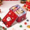 1 Pcs Christmas Gift Box With Handle Tinplate Candy Cookie Packaging Box Containers Kids Year Gift Decor Xmas Party Supplies
