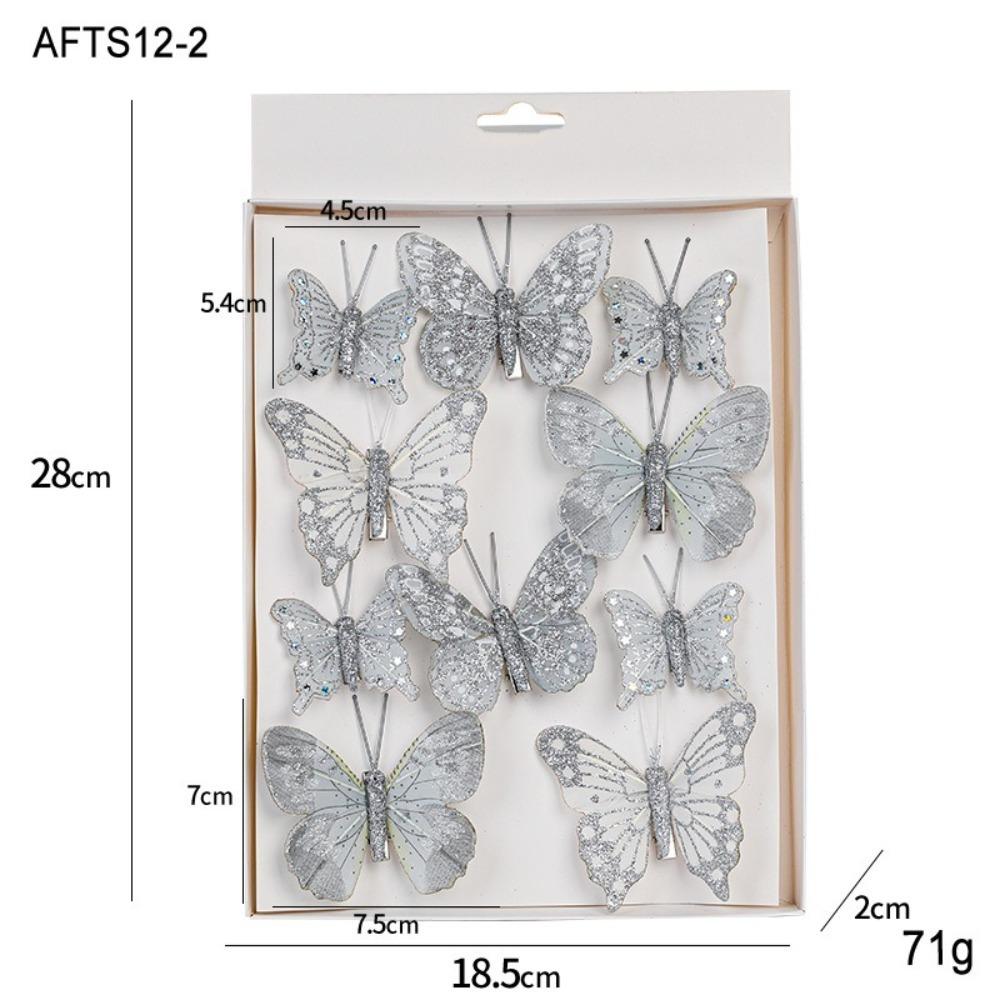 3/6/10Pcs New Year DIY Artificial Butterfly Decoration Plastic Christmas Gifts Pendant