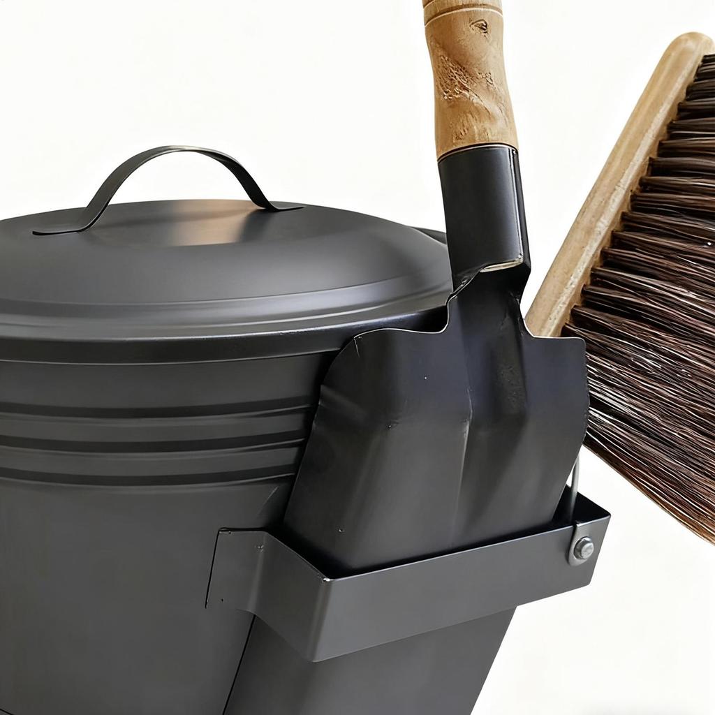 Настенный набор для сбора золы из печи Металлический контейнер Ведро для золы с крышкой Лопатка Метла Для камина На улице В помещении Патио Сад