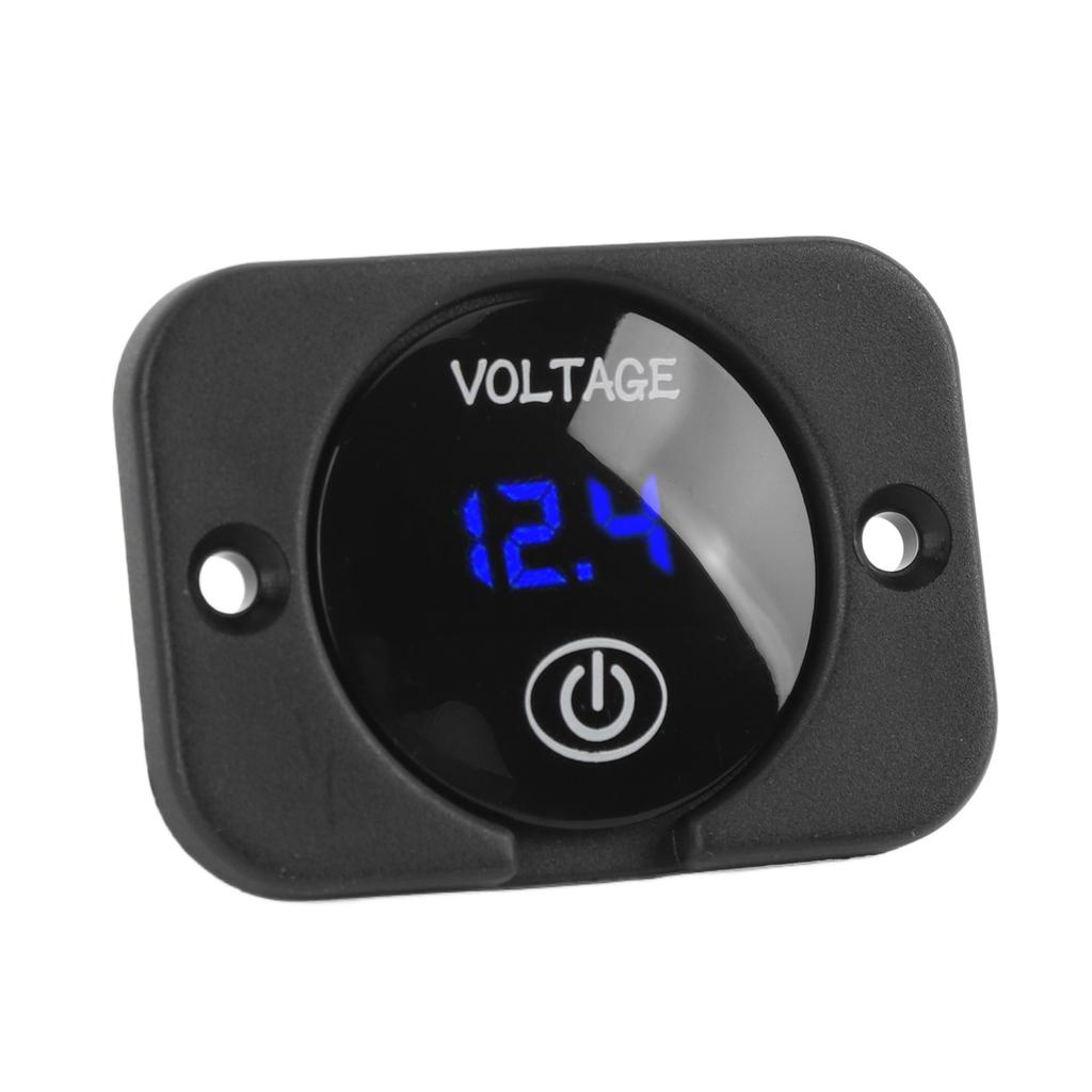 Voltage Gauge with Touch Switch 5 to 48V LED Digital Display Water Resistant Voltmeter Panel for Boat Marine Motorcycle