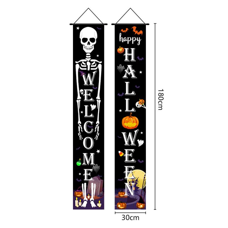 Halloween Lighted Porch Signs Banners Decorations Indoor Dia De Los Muertos Day of The Dead Outdoor Wall Door Couplet Decor
