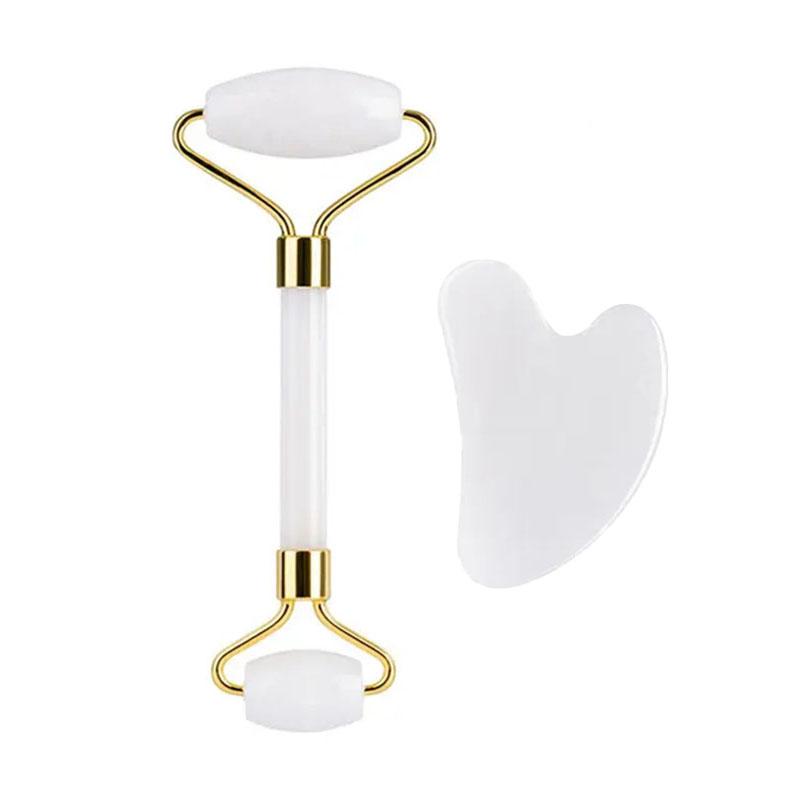2/3/4pcs Natural Rose Quartz Obsidian Jade Roller Gua Sha Stone Set Gouache Scraper Facial Lifting Anti-Wrinkle Skin Care Tools