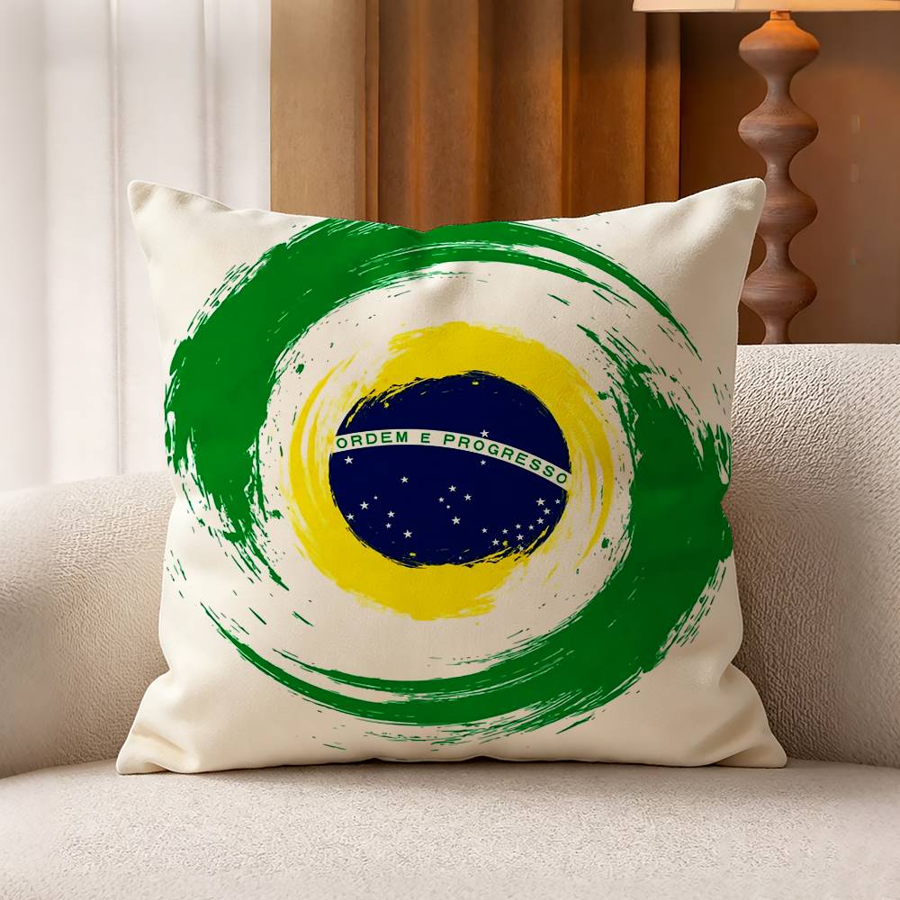 BBrazil FFlag Cotton Linen Square Pillow Covers Home Decor Gifts