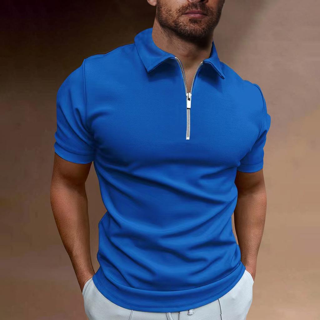 Summer Men's Sports Short Sleeve Golf Youth Men's Zipper Casual Top