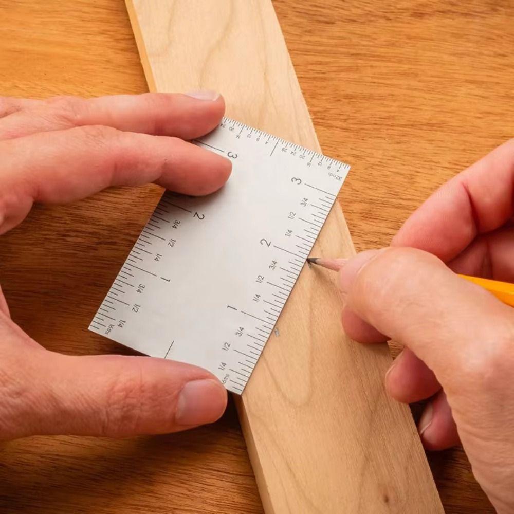 Finish Square Edge Ruler Precision Woodworking Ruler Versatile 3inch Pocket Ruler Tool