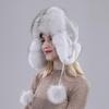2024 100% Real Fox Fur Hats Women's Russian Ushanka Aviator Trapper Snow Skiing Caps Earflap Winter Raccoon Fur Bomber Hat