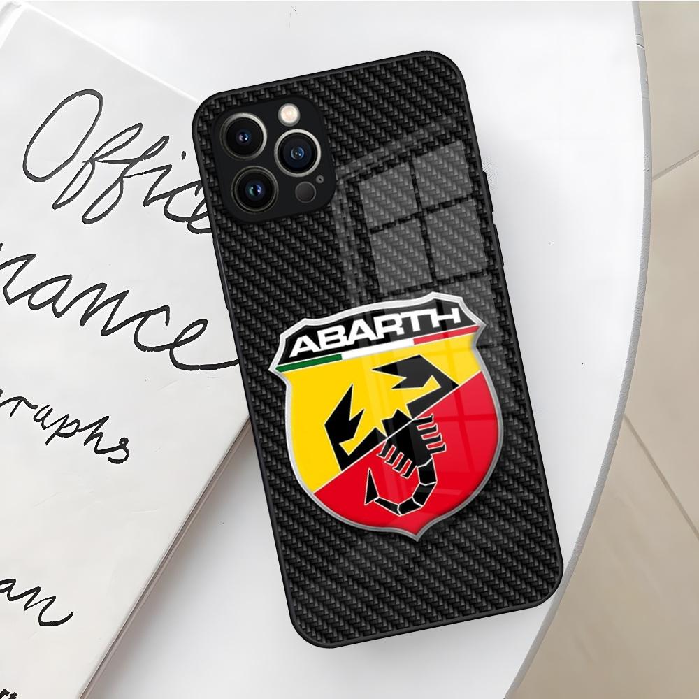 ABARTH Италия Чехол для телефона автомобиля для Iphone 16 15 14 12 11 13 Pro Max Mini X Xr Xs Se 8 Plus Стеклянный Чехол
