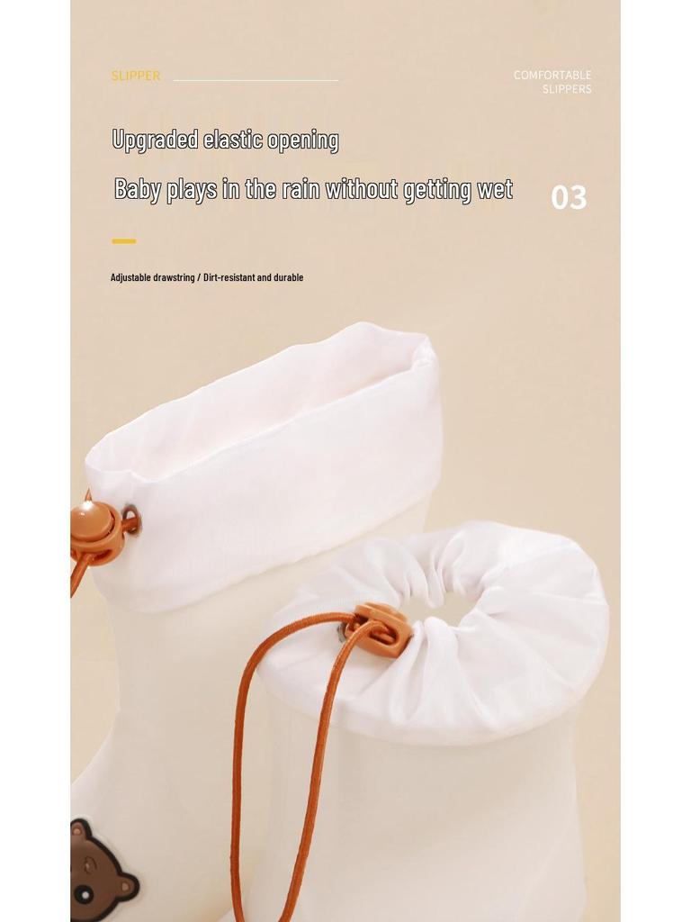 Водонепроницаемые детские резиновые сапоги Feng Qing Fan с нескользящей подошвой и эластичной манжетой - Мультяшный дизайн для малышей