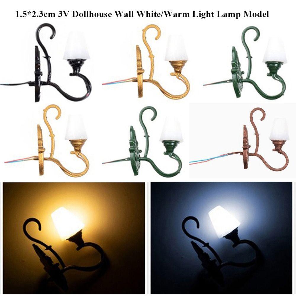 1.5*2.3cm White/Warm Light Model 3V Sand Table Chandelier New Dollhouse Wall Lamp