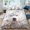Cute Dog Cartoon Print Quilt Cover Pillowcase Bedding Set Three-Piece Set Comfortable Duvet Cover Children's Gift