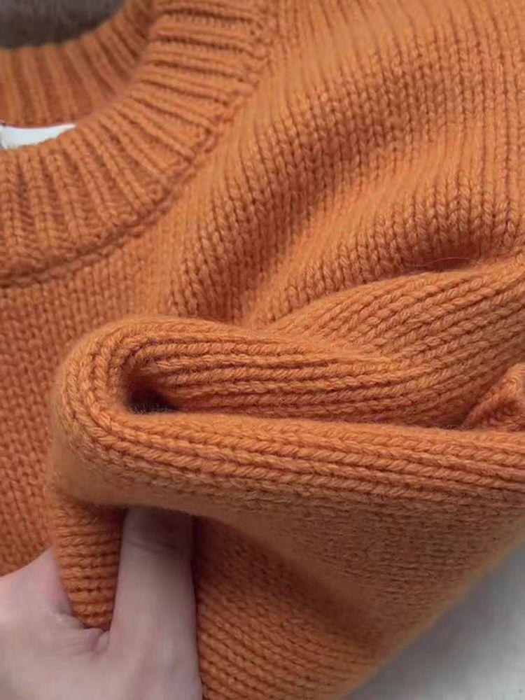 Women's Wool Round Neck Sweater - European Style, Soft Thick Knit for Autumn/Winter.