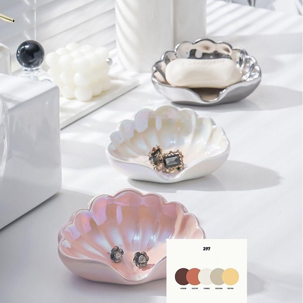 Sea Shell Shape Shell Storage Box Ceramic Soap Dish Creative Swan Soap Case  Bathroom Accessories