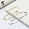 ORSA JEWELS 925 Silver Elegant Heart Link Chain Bracelet For Women Girl 6.5/7/7.5/8 Inch OL Bracelet Jewelry SB99