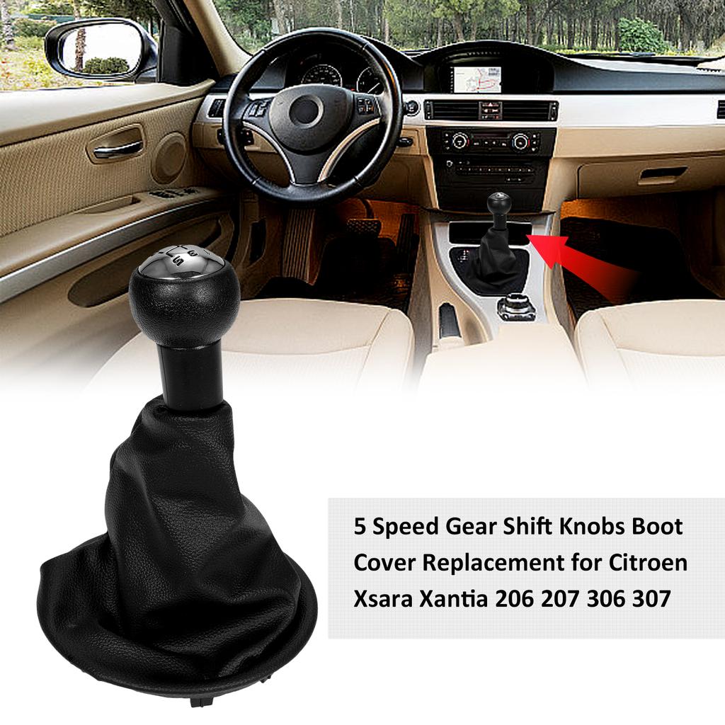 5 Speed Gear Shift Knobs Boot Cover Replacement for Citroen Xsara Xantia 206 207 306 307