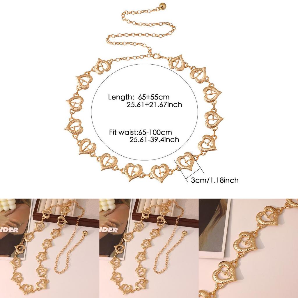 Металлическая поясная цепочка в форме сердца с гравированным дизайном для взрослых женщин, уникальное ювелирное украшение в подарок