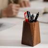 Retro Walnut Solid Wood Pencil Holder - Student & Office Desktop Stationery Storage Box Gift