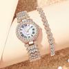Fashion Rhinestone Ladies' Roman Numeral Quartz Watch with Bracelet Style