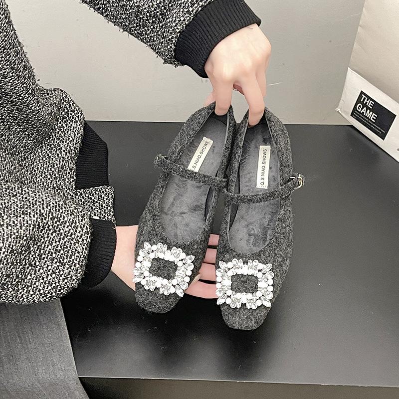 Французские вечерние туфли на высоком каблуке, черные, женские туфли, сезон весна 2025, туфли-лодочки с квадратным носком и стразами, туфли Мао Мао