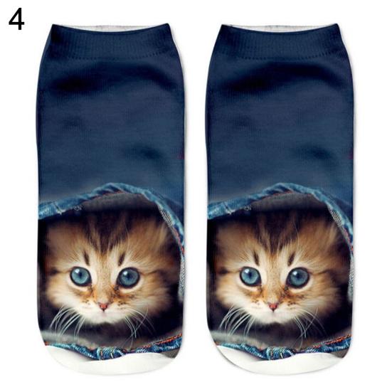 Women's Men's Fashion Animal Cute 3D Cat Printed Casual Soft Ankle Socks