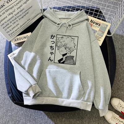 Harajuku Аниме Моя геройская академия Одежда Бакугоу Катсуки Принт с капюшоном Мужские и женские толстовки Удобная уличная одежда Унисекс Толстовка