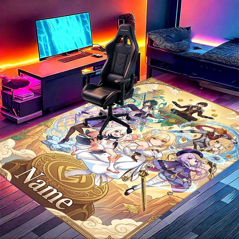Custom Name Personalized Genshin Impact Print Carpet, Versatile Home Decor Rug, for Playroom, Apartment, Balcony, Entryway, Hallway Gift