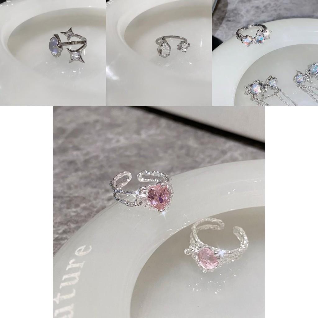 Уникальное металлическое кольцо с дизайном иризирующего лунного камня, регулируемый открытый стиль для женщин