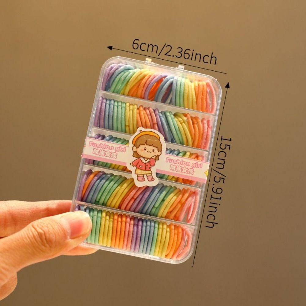 150PCS Rainbow Colors Mini Hair Bands High Elasticity Thin Hair Ties New No Hurt Hair Ties For Kids
