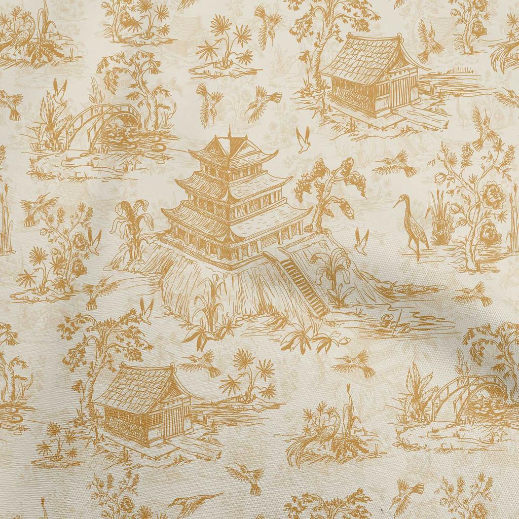 oneOone Cotton Flex Brown Fabric Asian Japanese Pattern Sewing Fabric By The Yard Printed Diy Clothing Sewing Supplies 40 Inch