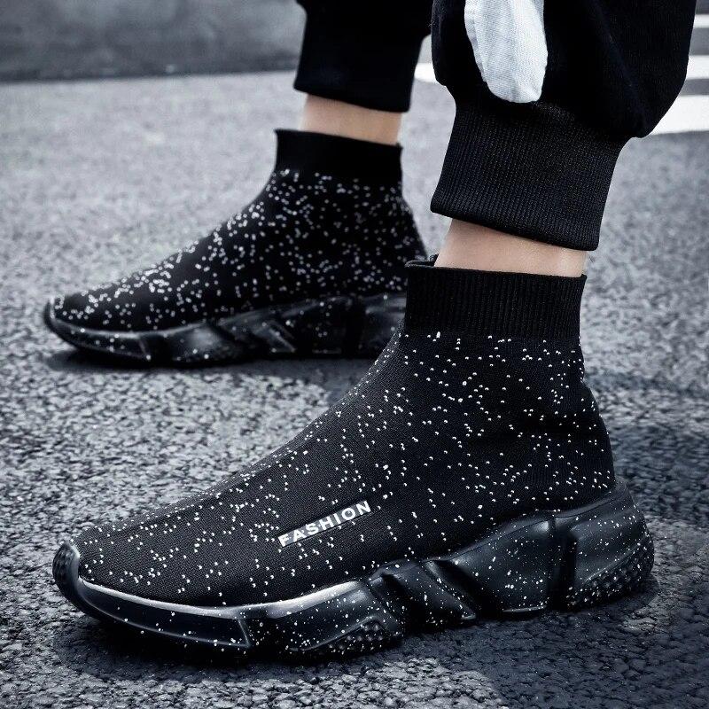 Летние черные носки, кроссовки, мужская спортивная обувь без шнуровки, мужская спортивная обувь на плоской подошве, модная дышащая унисекс, 2024, повседневная женская обувь для взрослых