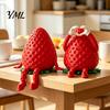Personalized Gifts for Colleagues 3D Printed Articulated Strawberry Storage Box, Cute Figurine with Funny Desktop Ornaments Movable Limbs, Mini