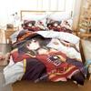Милый Кавайный Набор Постельного Белья с Персонажами Аниме Konosuba Для Спальни Мягкое Современное Покрывало Удобное Пододеяльник Чехол На Одеяло и Наволочка