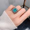 Кольцо Paraiba Rectangle Simulation Ring Ювелирные изделия с изумрудом