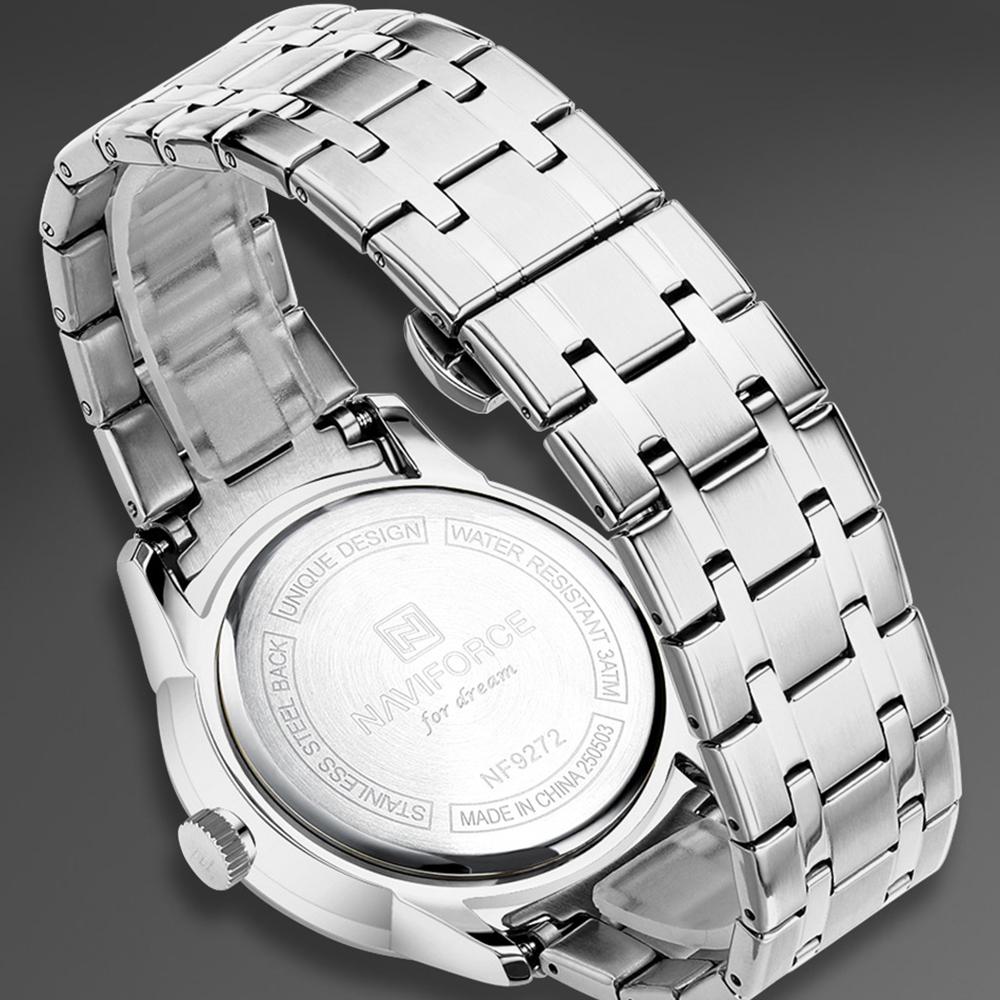 Naviforce Мужские кварцевые часы Повседневные с календарем Простой циферблат Водонепроницаемость 30 м Ремешок из нержавеющей стали Мужские повседневные часы Подарок NF9272S