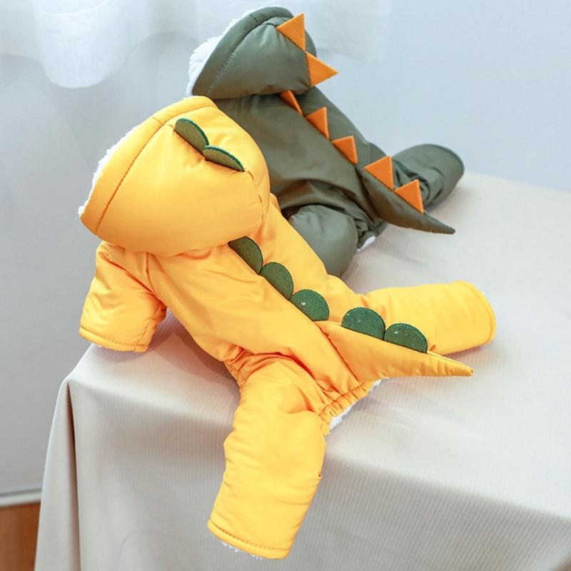 Пальто для собаки с капюшоном Костюм динозавра для собаки Комбинезон для собаки Зимнее пальто Комбинезон-костюм Толстовка Куртка для собаки Одежда для собаки