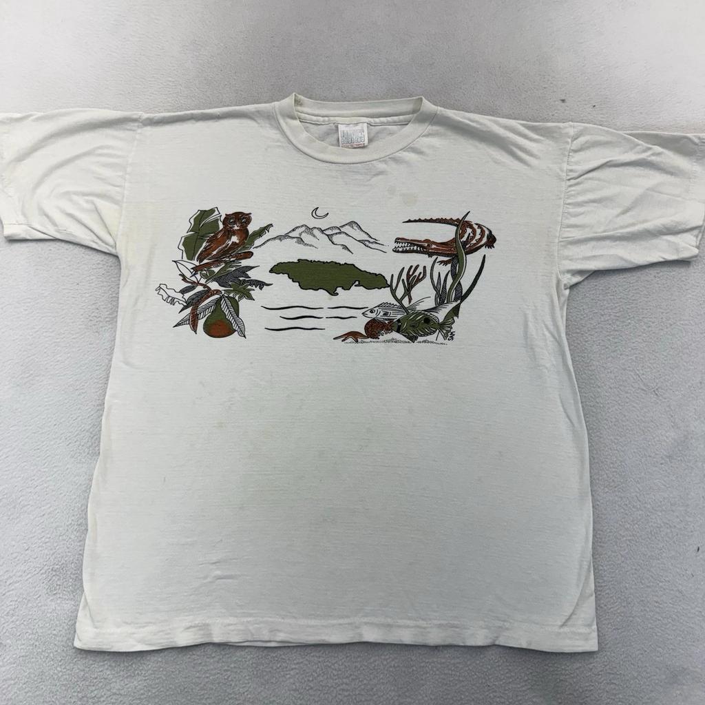 Винтажная футболка Jamaica Nature Environment Trust L Животные Арт Футболка 80-е 90-е Короткий рукав