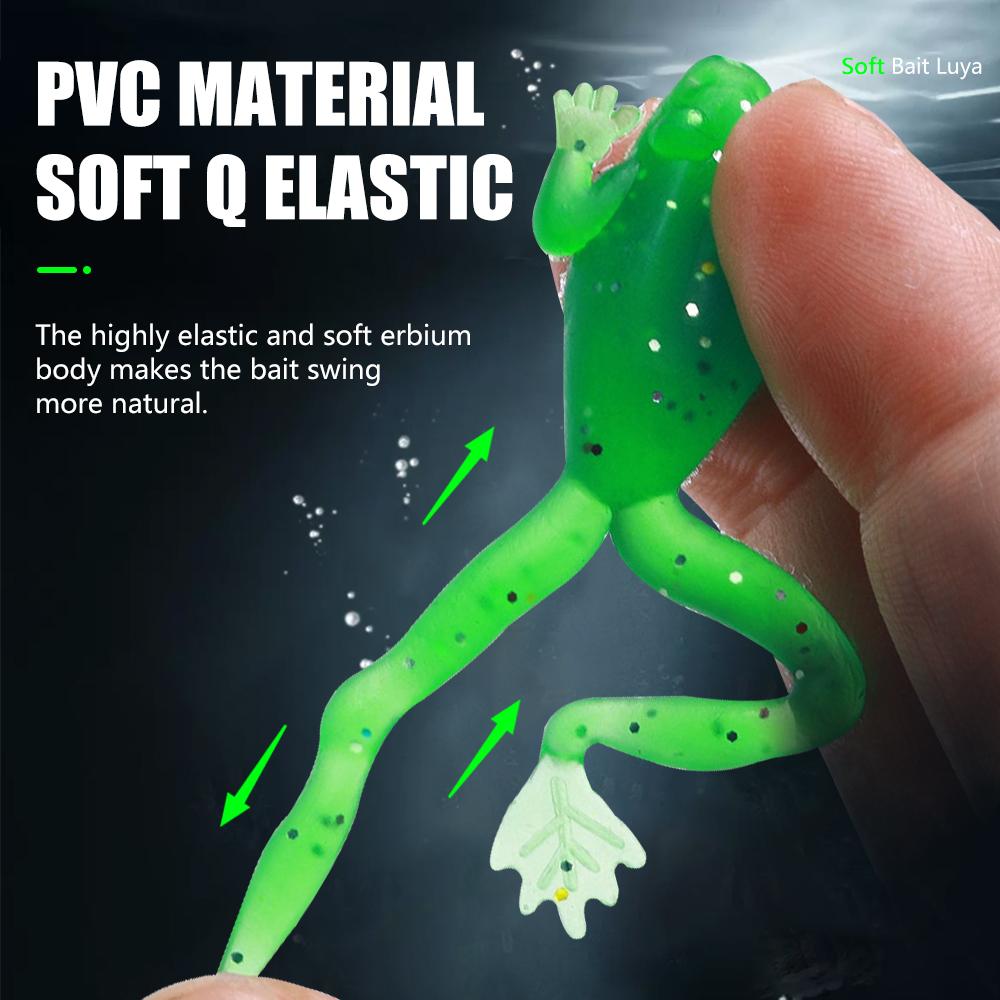 5 шт./пакет, воблер-лягушка, мягкие приманки, 3D глаза, искусственная силиконовая приманка-лягушка для сома, окуня, окуня, щуки, рыболовные снасти