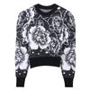 Grey Harajuku Women Floral Sweaters Vintage Cropped Pullovers  C-210