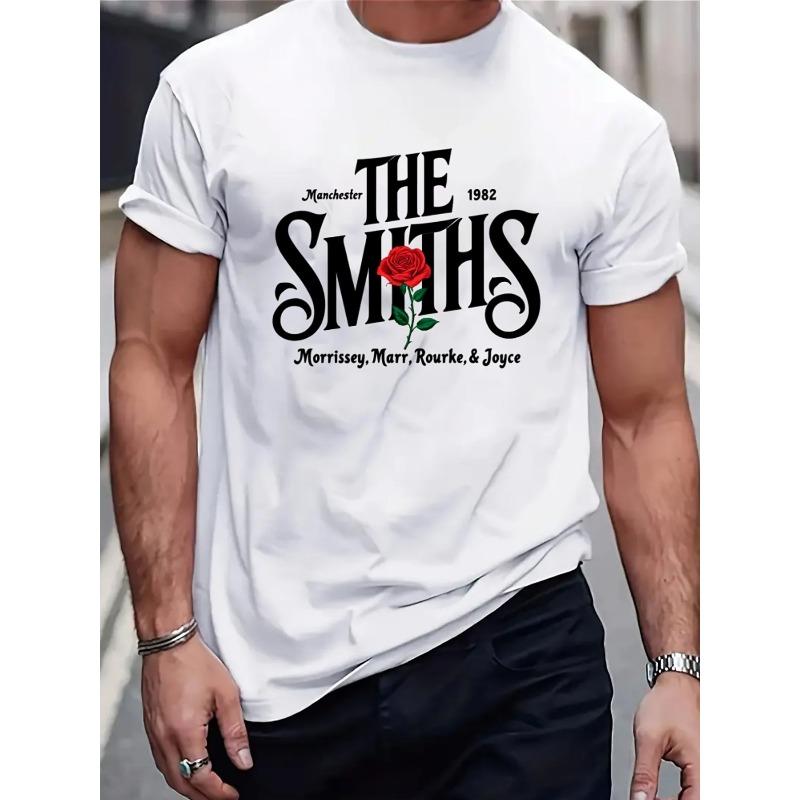 Европейские размеры Мужская футболка с логотипом The Smiths - Принт Винтажная музыкальная футболка, Дышащая Микроэластичная, Повседневная летняя футболка с круглым вырезом