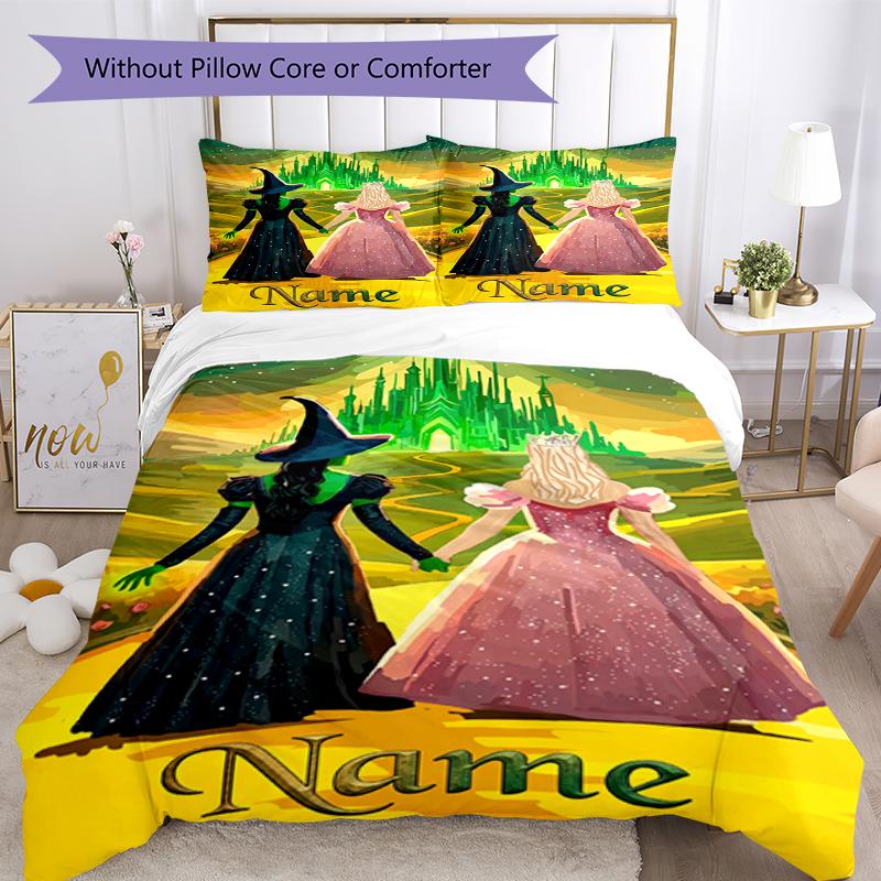 3pcs Custom Name Wicked Bedding Set Duvet Cover Closure Includes 1 Duvet Cover & 2 Pillowcases, Soft and Comfortable for All Seasons.