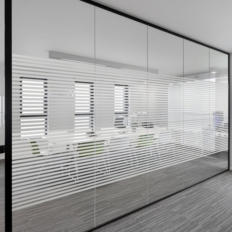 Самоклеящиеся жалюзи, линии из электростатического матового стекла, офисная прозрачная и непрозрачная стеклянная пленка в полоску со средней талией