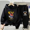 Свитшот с капюшоном для мальчика и девочки, набор из 2 шт., Аниме одежда, Костюм, Детская толстовка с капюшоном, Свитшот-пуловер, Одежда для ребенка, Топ, Подарок