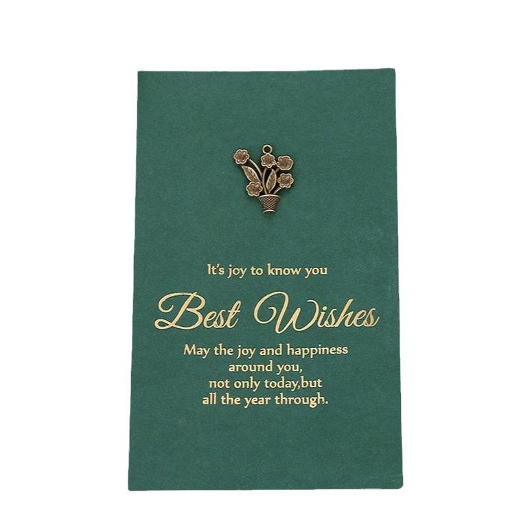 Retro Metal Stamped Greeting Card: DIY Folding Vow Card for Qixi, Teachers' Day & Christmas