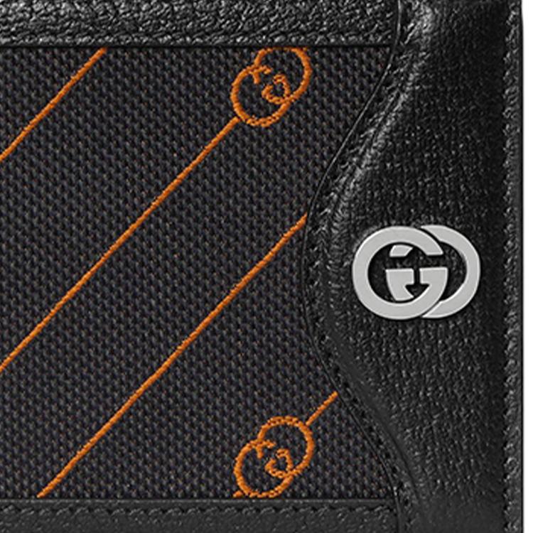 Gucci Мужской кошелек с клапаном и логотипом Double G, вплетающимся в дизайн, Черный 751882-FAB7D-1066