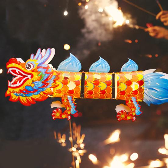 Весенний фестиваль Фонарь Дракона Праздничная вечеринка Пластиковый фонарь ручной работы для китайского Нового года Светодиодные светящиеся украшения дракона для покупок в помещении и на открытом воздухе