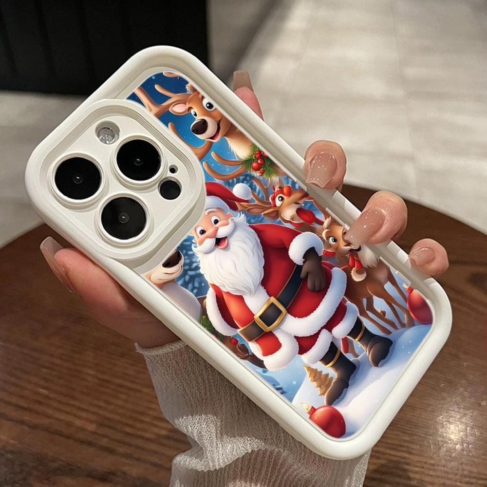Чехлы для телефонов Ae119 Merry Christmas Santa art design для iPhone 16 14 13 11 Pro Max 15 7 8 6 Plus 12 mini XR XS Max SE Angel Eye Ladder Protective Cover
